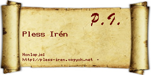 Pless Irén névjegykártya